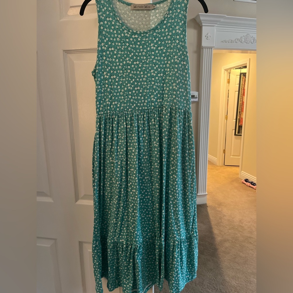 Michelle Mae Teal Floral Dress NWOT